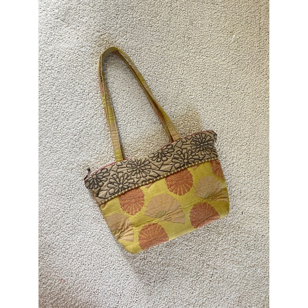 Maruca Boulder Colorado Jacquard Woven Fabric Small Tote Shoulder Bag Yellow